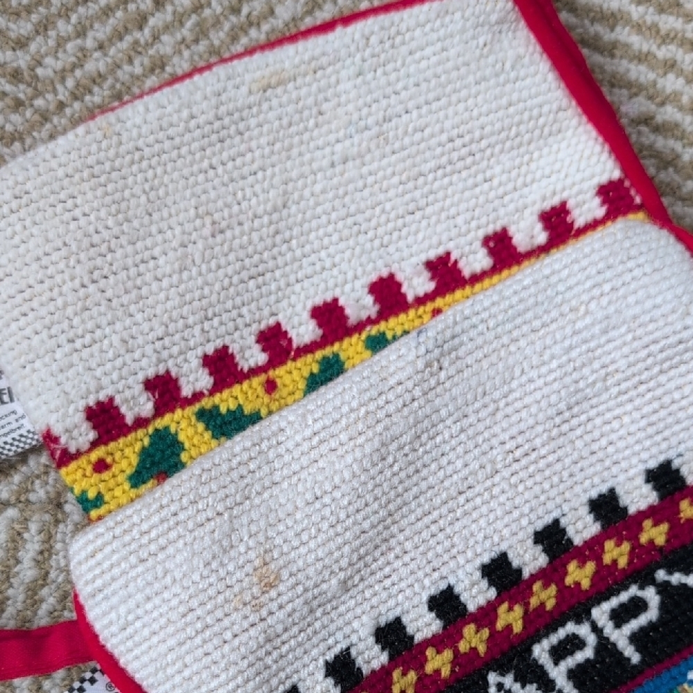 Mary Engelbreit Vintage Santa Snowman Needlepoint Velvet Holiday Stockings - Picture 11 of 11